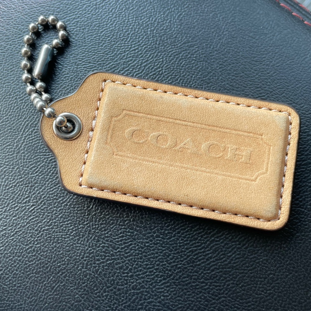 3” Natural Leather Coach Key chain Key Fob Charm